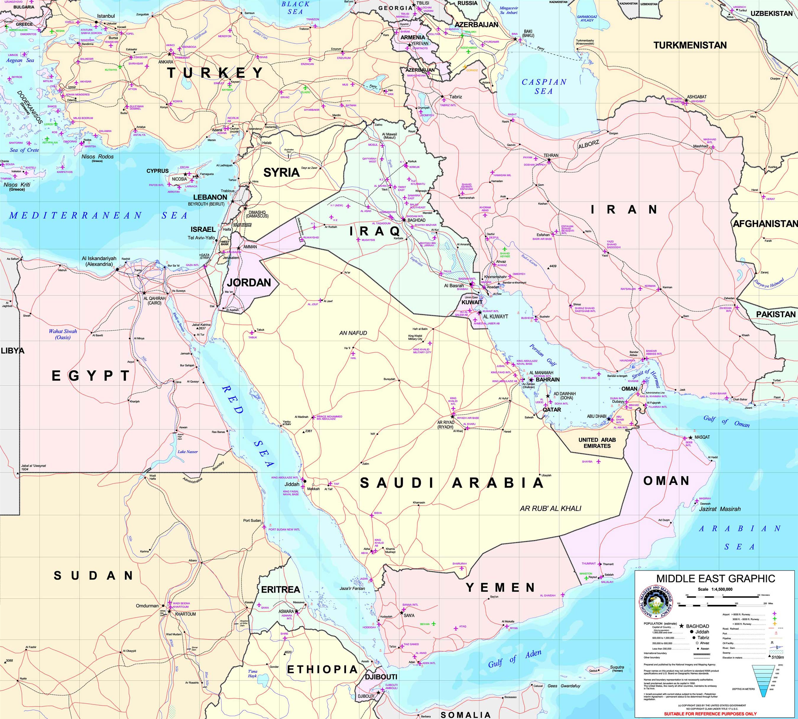 Map of Middle East - Persian Gulf