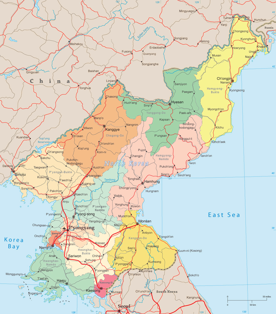 North Korea Political Map North Korea Political Map